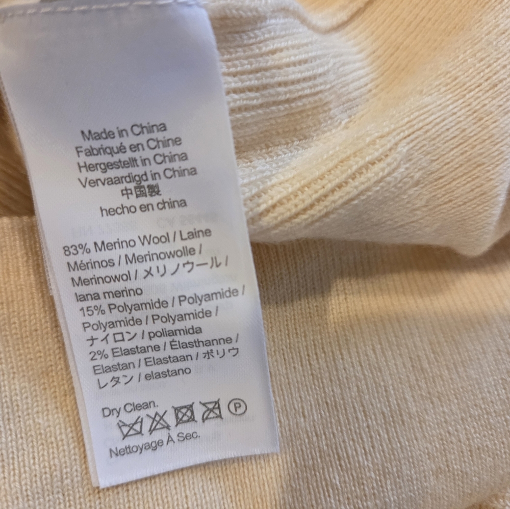 J.Crew Cream Ruffleneck Merino Wool Blend Sweater Large - Picture 9 of 11